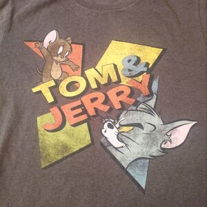 Tom & Jerry Graphic Shirt Women's Size Medium PRE-OWNED Charcoal Gray
